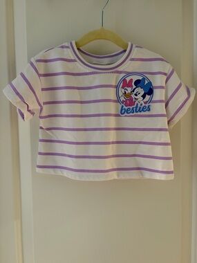 Disney Boxy White & Purple Striped 'Besties' Tee